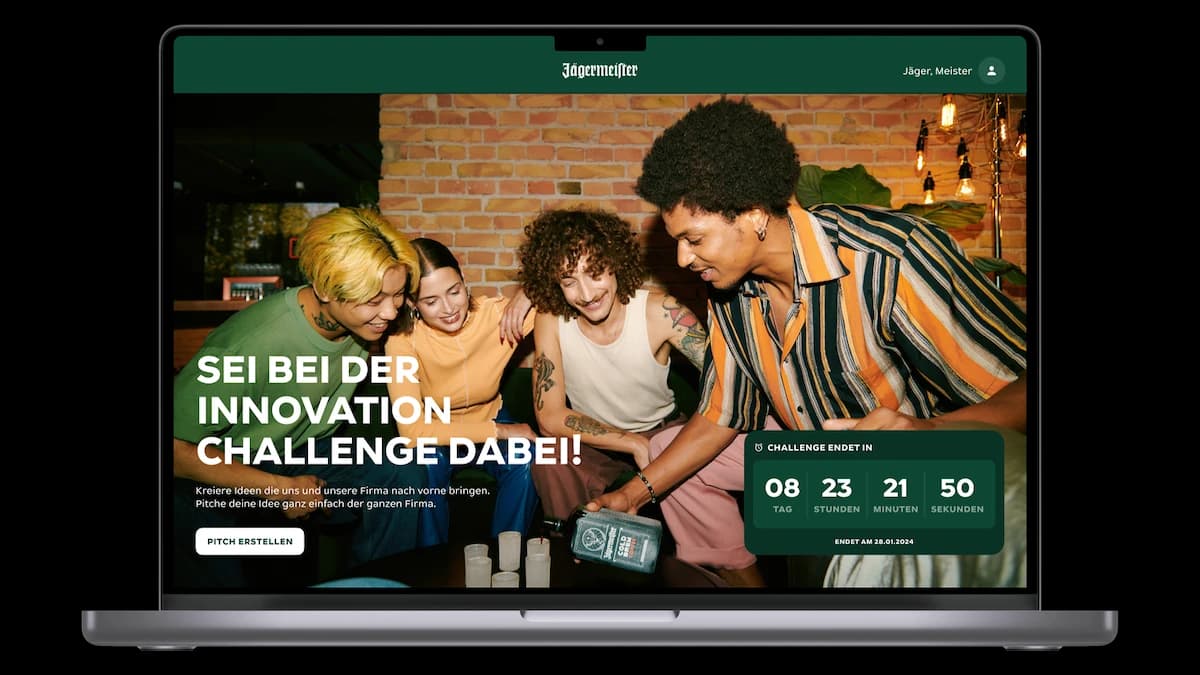 Jägermeister Innovation Platform auf einem Laptop