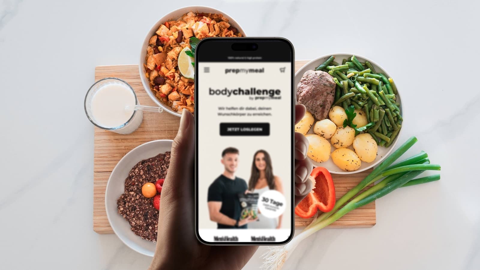 prepmymeal shop with AI chat assistant on a smartphone